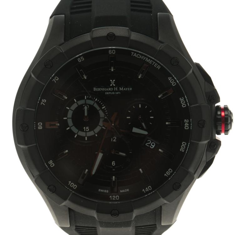 Pre Owned Bernhard H Mayer Black Stainless Steel Victor Chronograph Men's Wristwatch 50MM