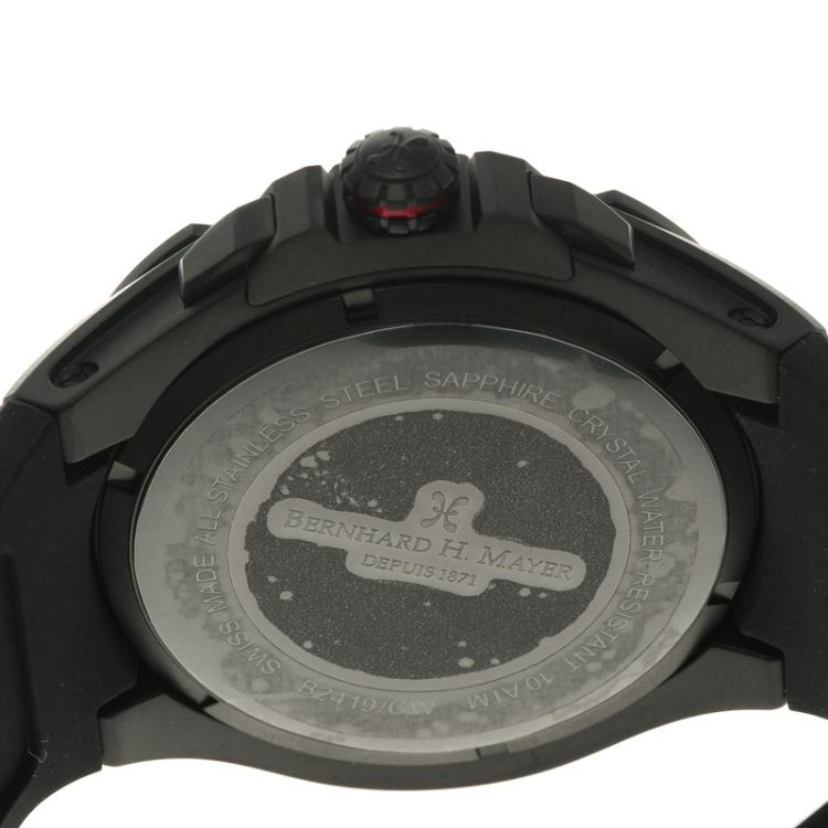 Pre Owned Bernhard H Mayer Black Stainless Steel Victor Chronograph Men's Wristwatch 50MM