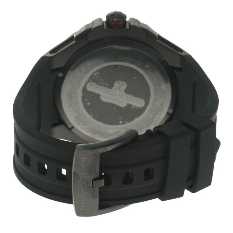 Pre Owned Bernhard H Mayer Black Stainless Steel Victor Chronograph Men's Wristwatch 50MM