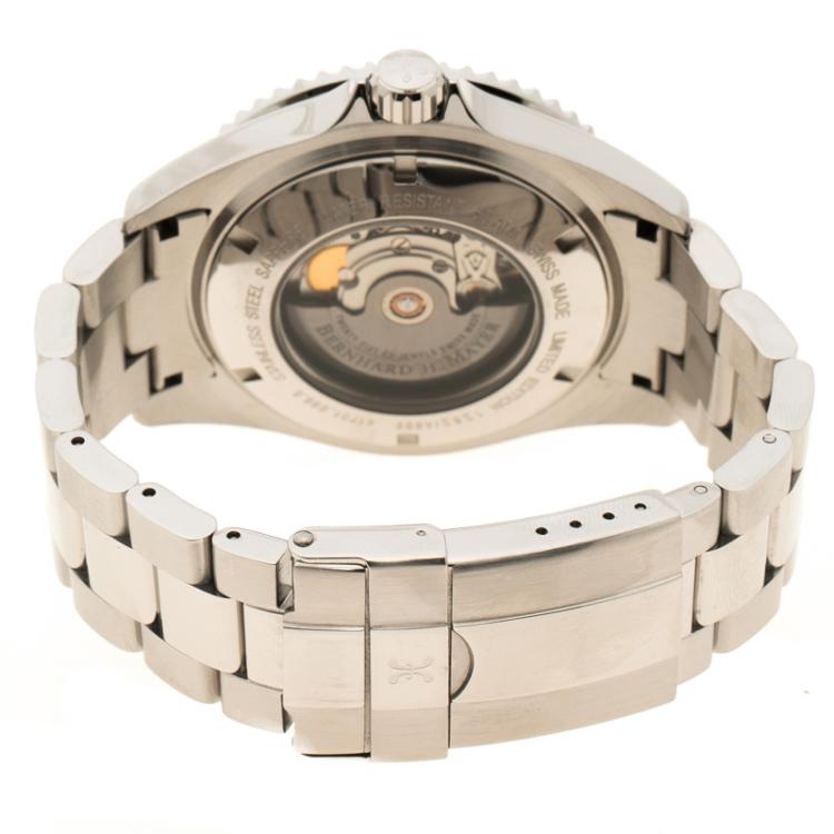 Pre Owned Bernhard H. Mayer Black Stainless Steel Nauticus Austro Limited Edition Men's Wristwatch 45 MM