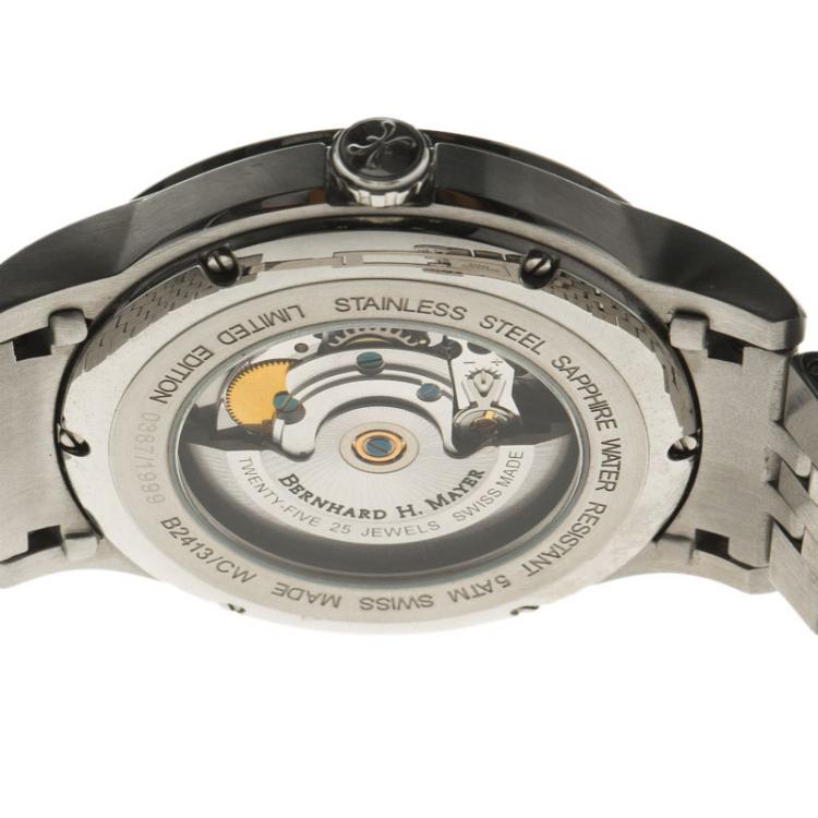 Pre Owned Bernhard H Mayer Silver Stainless Steel Chronos Limited Edition Men's Wristwatch 42MM