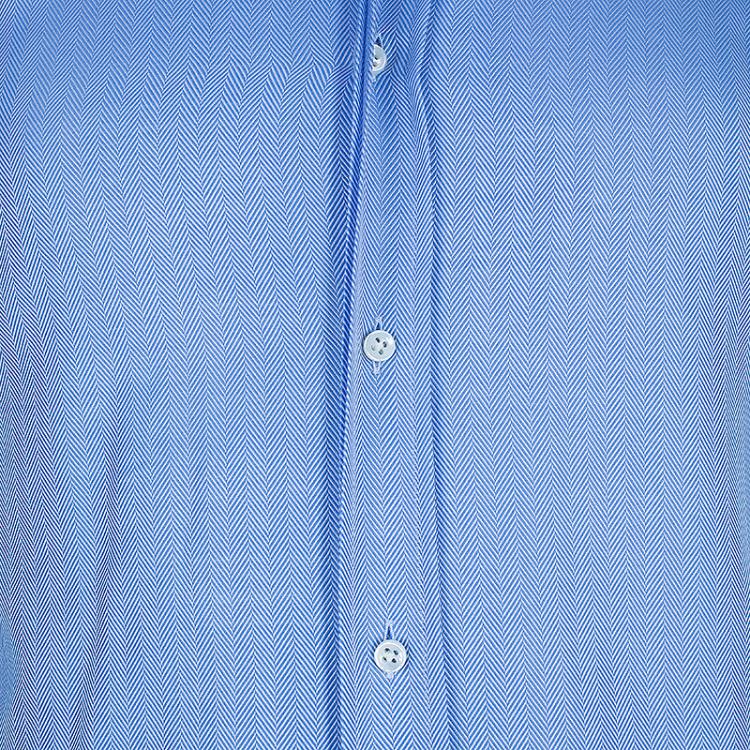 Pre Owned Boss by Hugo Boss Men's Blue Chevron Print Shirt S