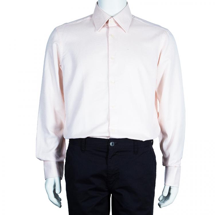 Pre Owned Boss By Hugo Boss Men's Pink Fitted Shirt L