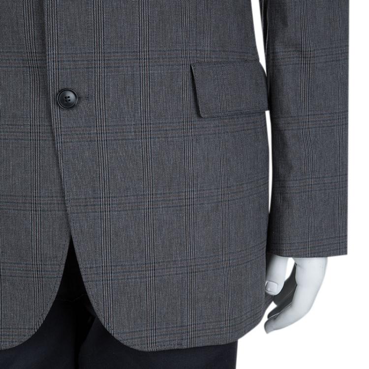 مملوكة مسبقًا Boss By Hugo Boss Grey Plaid Regular Fit Blazer S