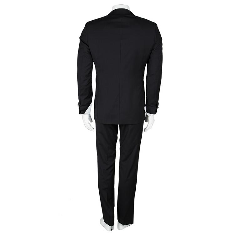 Pre Owned Boss by Hugo Boss Super 100 Black Wool Slim Fit Tuxedo Suit S