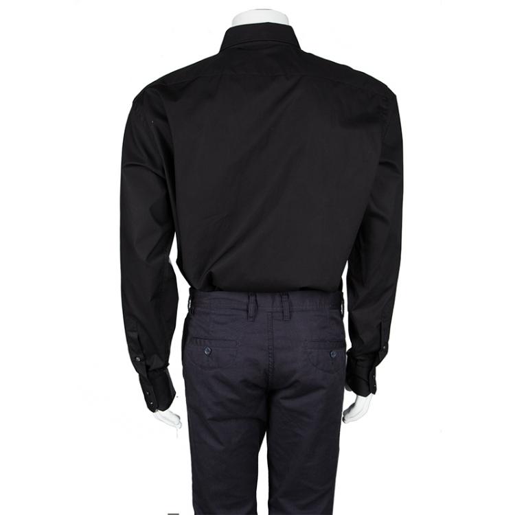 Pre Owned Boss By Hugo Boss Black Cotton Regular Fit Long Sleeve Button Front Shirt 4XL