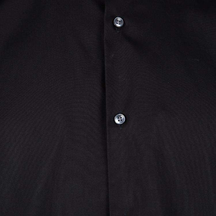 Pre Owned Boss By Hugo Boss Black Cotton Regular Fit Long Sleeve Button Front Shirt 4XL