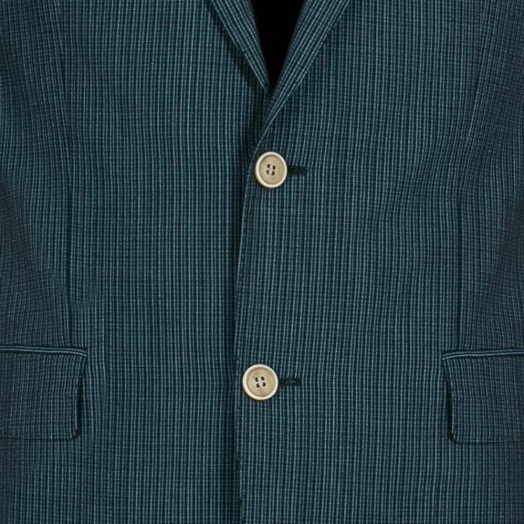 Pre Owned Boss By Hugo Boss Men's Emerald Green Checked Blazer M