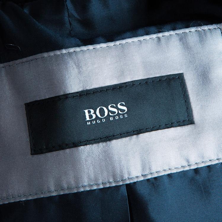 Pre Owned Boss by Hugo Boss Men's Black Cashmere Wool Coat L