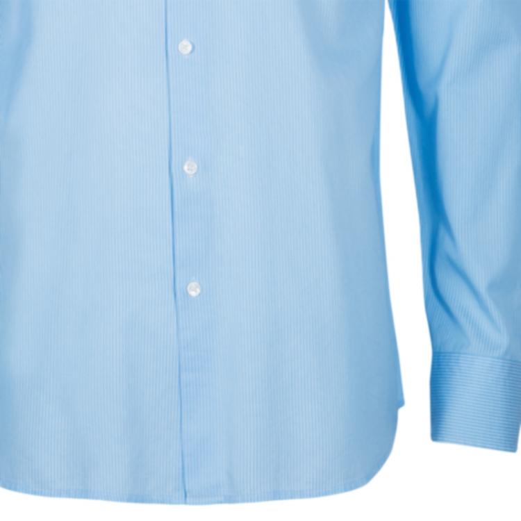 Pre Owned Boss by Hugo Boss Men's Light Blue Striped Shirt XL