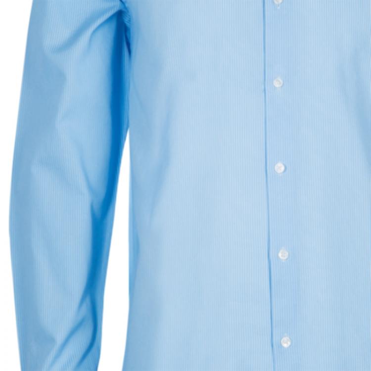Pre Owned Boss by Hugo Boss Men's Light Blue Striped Shirt XL