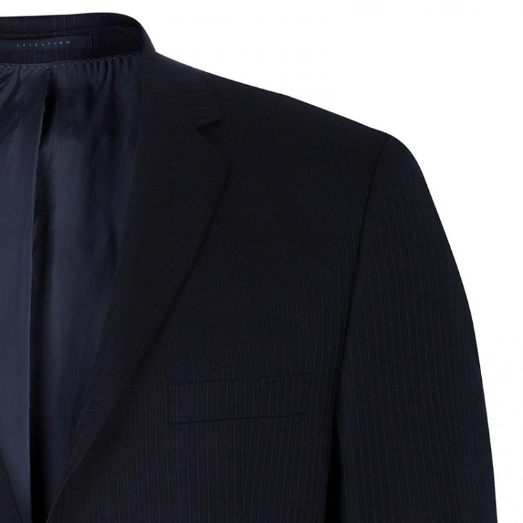 Pre Owned Boss by Hugo Boss Men's Black Striped Blazer M