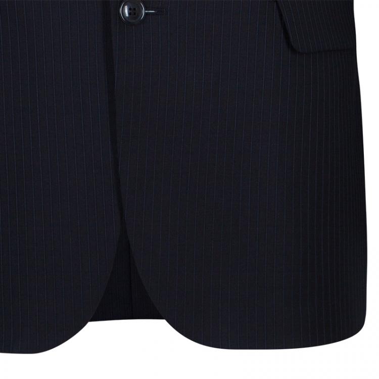 Pre Owned Boss by Hugo Boss Men's Black Striped Blazer M