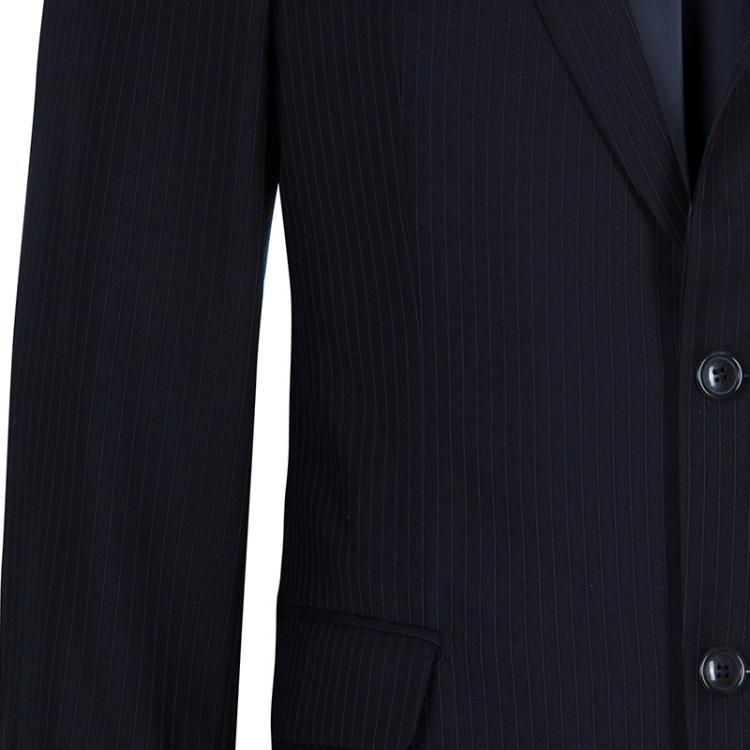 Pre Owned Boss by Hugo Boss Men's Black Striped Blazer M