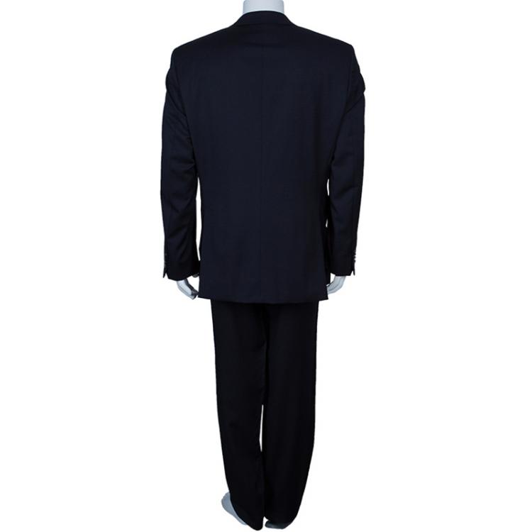 Pre Owned Boss by Hugo Boss Men's Navy Blue Suit L