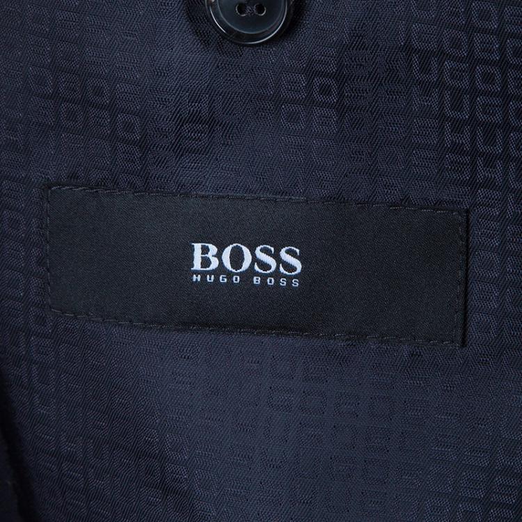 Pre Owned Boss by Hugo Boss Men's Navy Blue Suit L