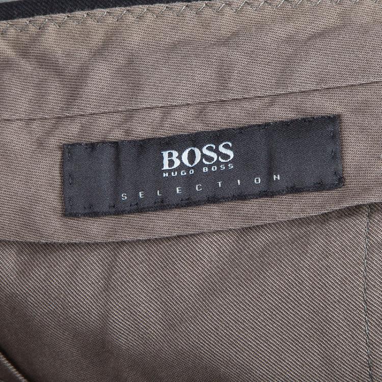 Pre Owned Boss By Hugo Boss Men's Black Striped Trousers L