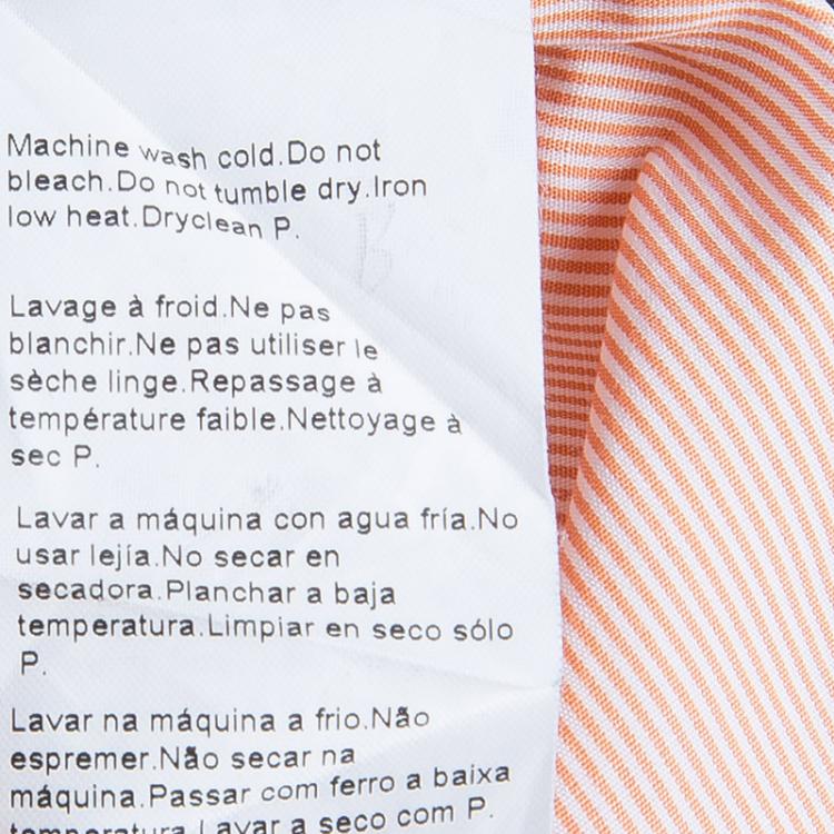 Pre Owned Boss By Hugo Boss Orange Pinstripe Long Sleeve Cotton Shirt S