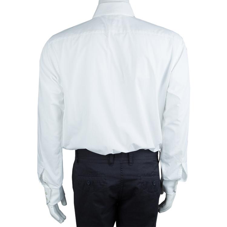 Pre Owned Boss by Hugo Boss White Long Sleeve Buttondown Cotton Shirt L