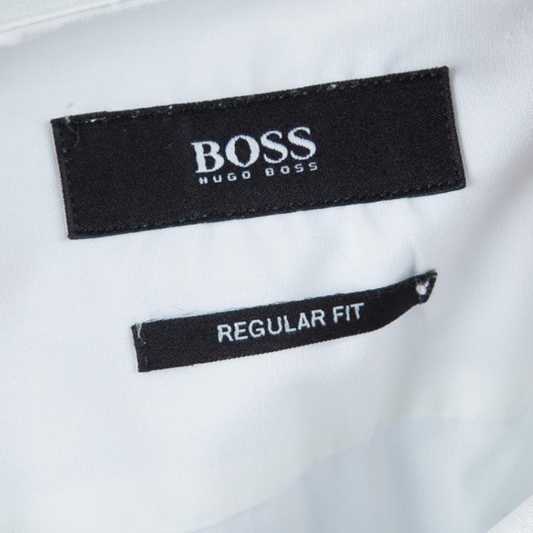 Pre Owned Boss by Hugo Boss White Long Sleeve Buttondown Cotton Shirt L