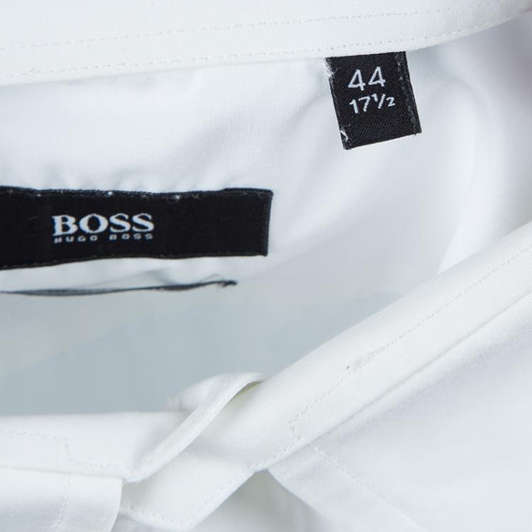 Pre Owned Boss by Hugo Boss White Long Sleeve Buttondown Cotton Shirt L