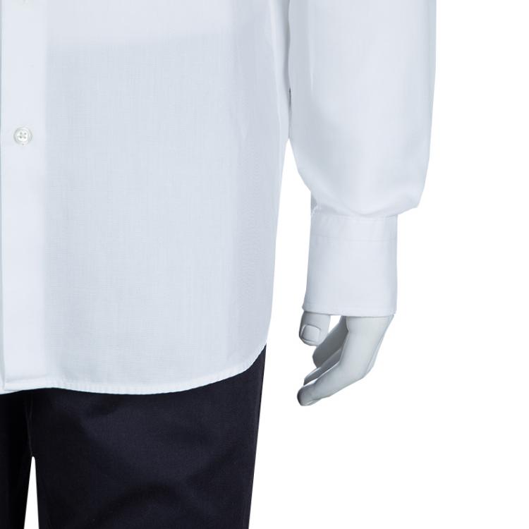 Pre Owned Boss by Hugo Boss Textured White Long Sleeve Buttondown Cotton Shirt L