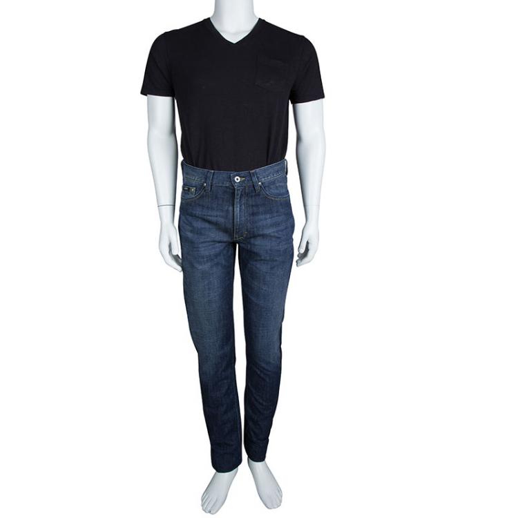 Pre Owned Boss By Hugo Boss Indigo Dark Wash Denim Faded Jeans M