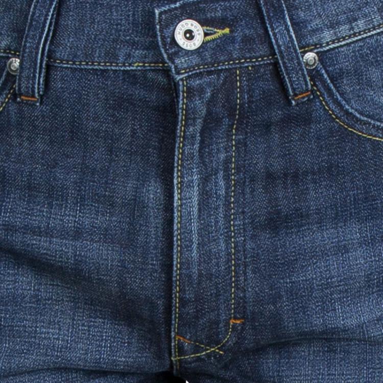 Pre Owned Boss By Hugo Boss Indigo Dark Wash Denim Faded Jeans M