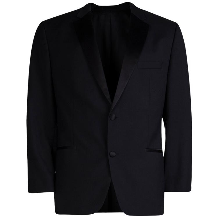 Pre Owned Boss by Hugo Boss Black Wool Tuxedo Suit XXL