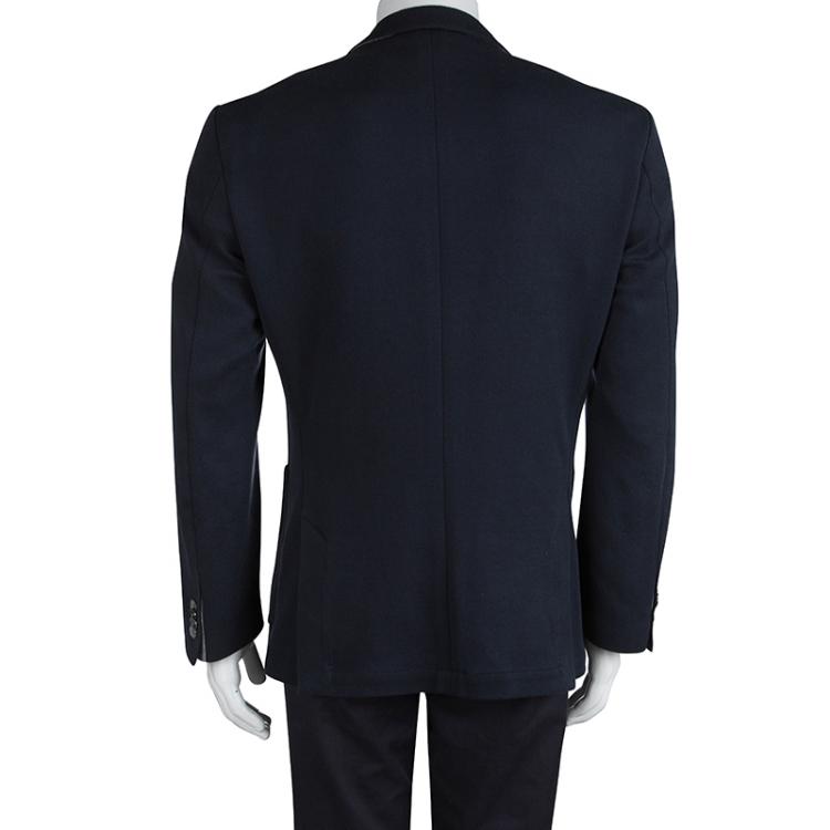 Pre Owned Boss By Hugo Boss Navy Blue Textured Hanson Blazer L