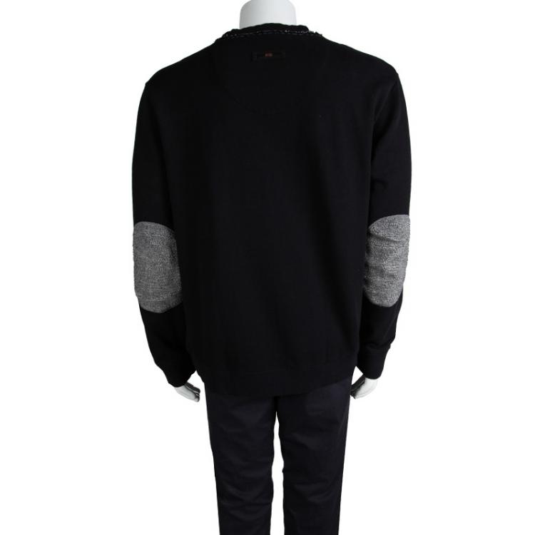 Pre Owned Boss Orange by Hugo Boss Black Flock Printed Distressed Sweatshirt XXXL