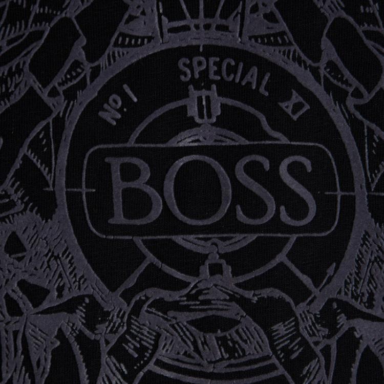 Pre Owned Boss Orange by Hugo Boss Black Flock Printed Distressed Sweatshirt XXXL