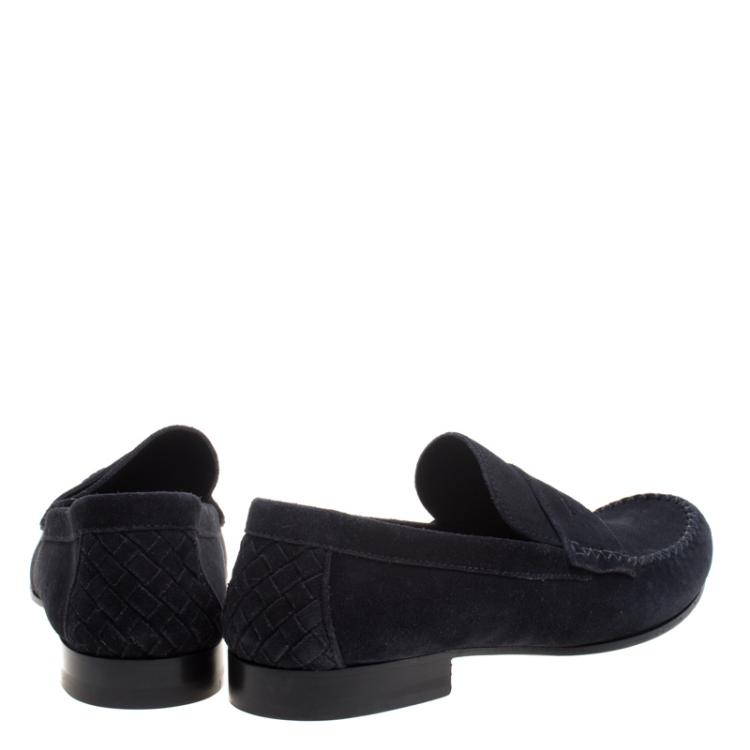 Pre Owned Bottega Veneta Black Suede Penny Loafers Size 43