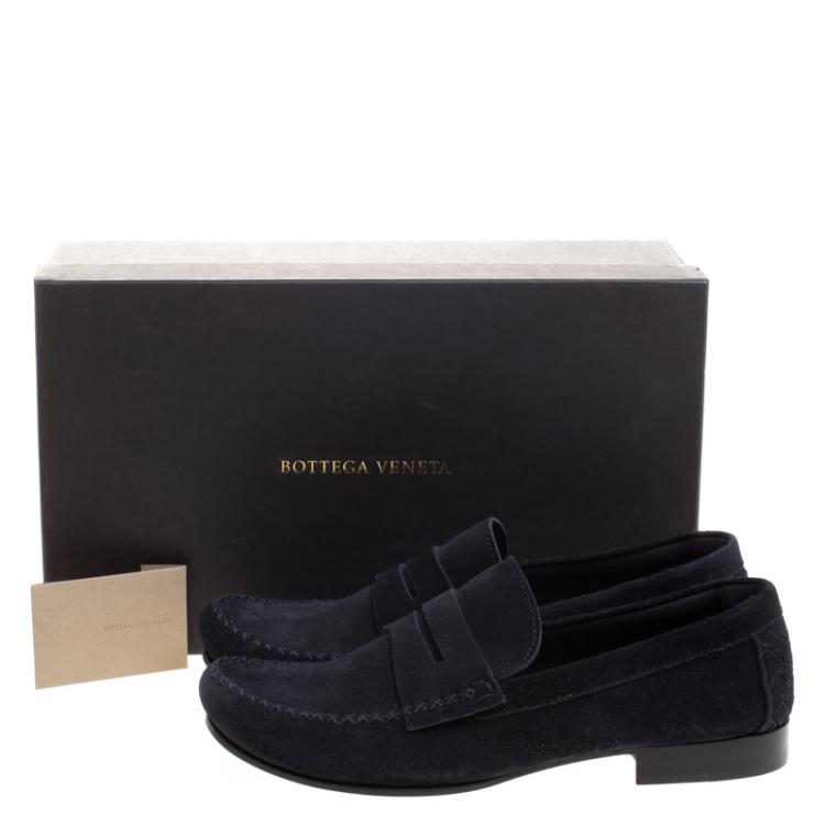 Pre Owned Bottega Veneta Black Suede Penny Loafers Size 43