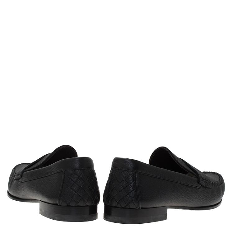 Pre Owned Bottega Veneta Black Leather Austin Penny Loafers Size 41