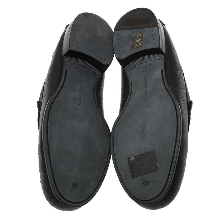 Pre Owned Bottega Veneta Black Leather Austin Penny Loafers Size 41