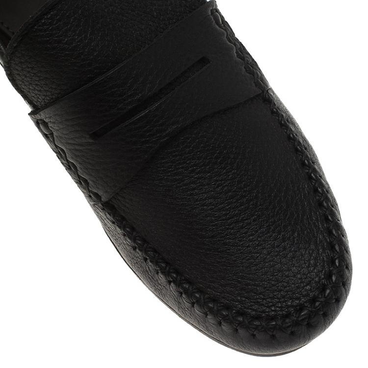 Pre Owned Bottega Veneta Black Leather Austin Penny Loafers Size 41
