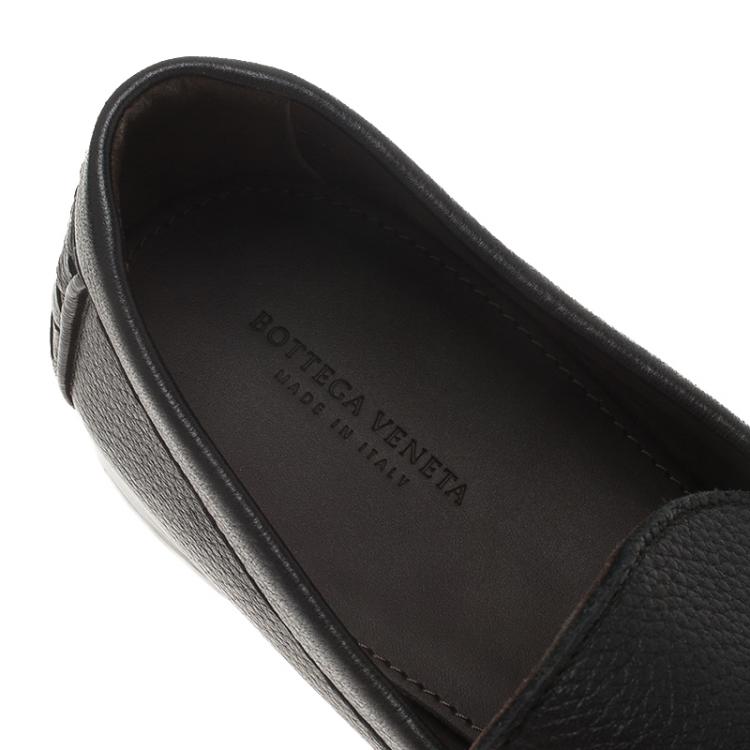 Pre Owned Bottega Veneta Black Leather Austin Penny Loafers Size 41