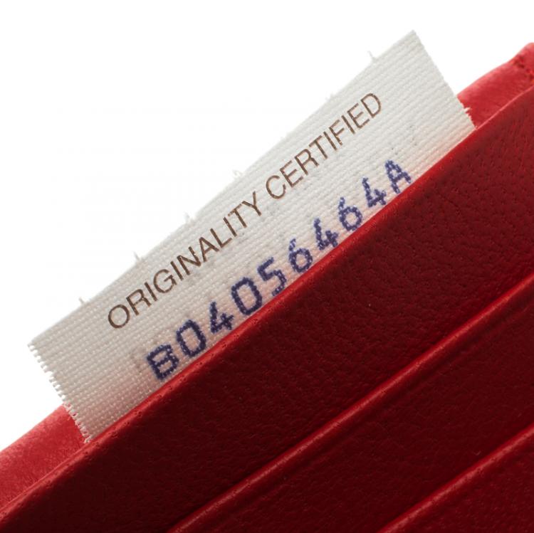 Pre Owned Bottega Veneta Red Leather Intrecciato Card Holder