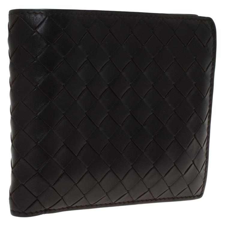 Pre Owned Bottega Veneta Brown Intrecciato Leather Bi-Fold Wallet
