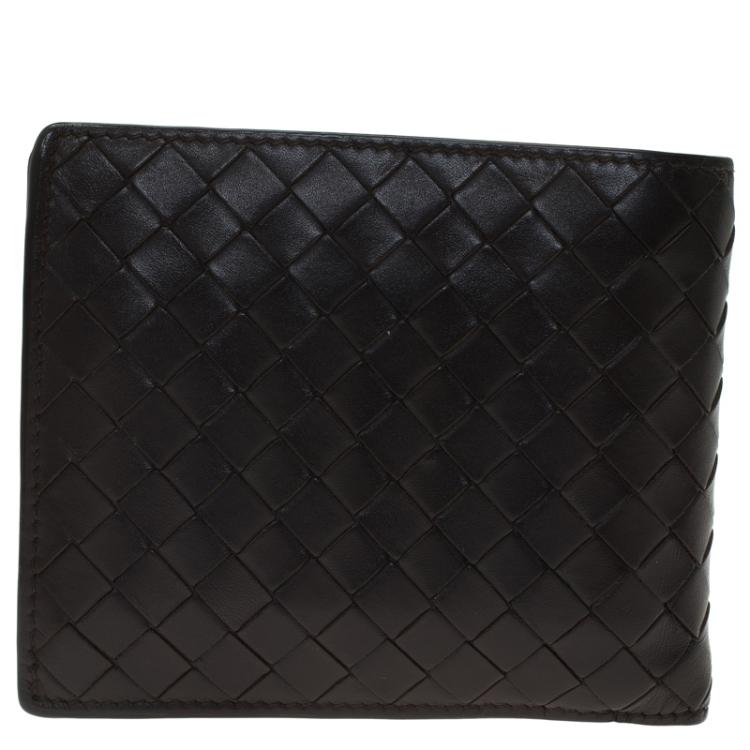 Pre Owned Bottega Veneta Brown Intrecciato Leather Bi-Fold Wallet