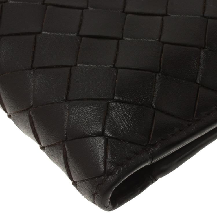 Pre Owned Bottega Veneta Brown Intrecciato Leather Bi-Fold Wallet