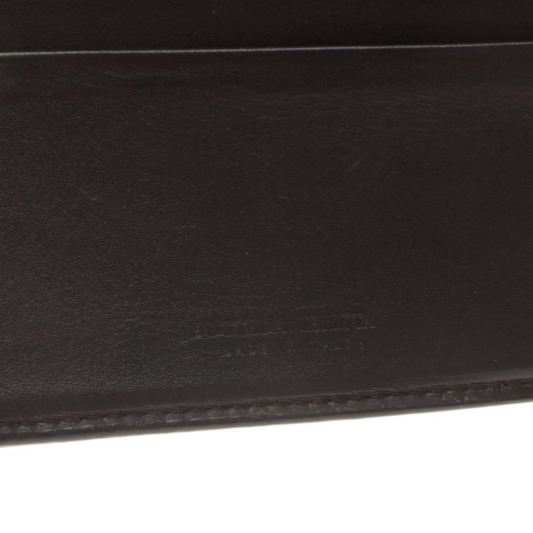 Pre Owned Bottega Veneta Brown Intrecciato Leather Bi-Fold Wallet