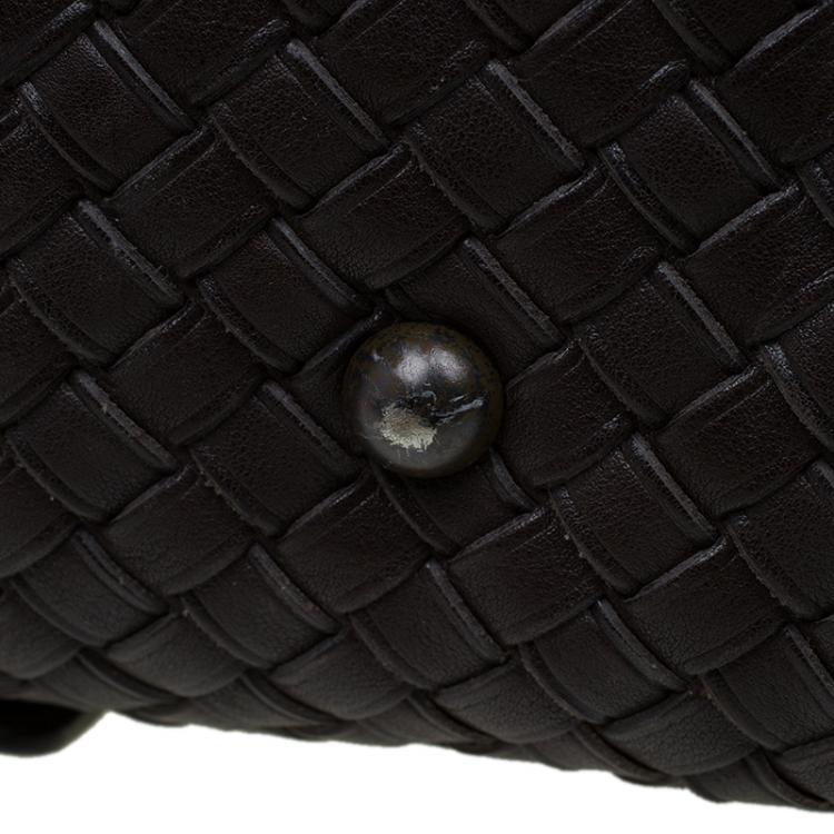 Pre Owned Bottega Veneta Brown Intrecciato Woven Leather Duffel Bag
