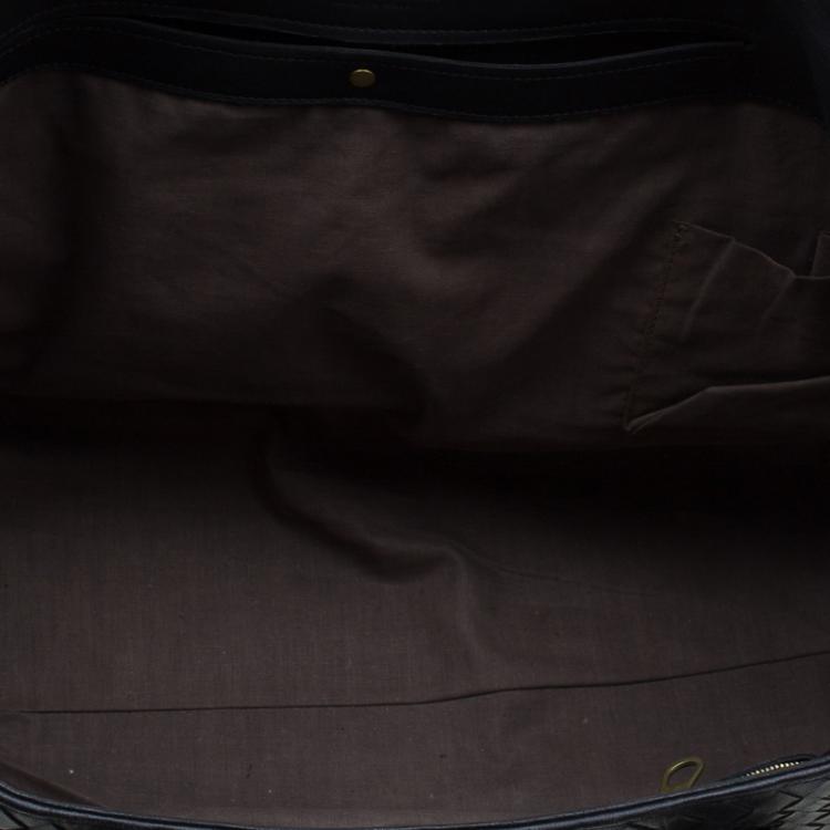 Pre Owned Bottega Veneta Black Intrecciato Woven Leather Tote