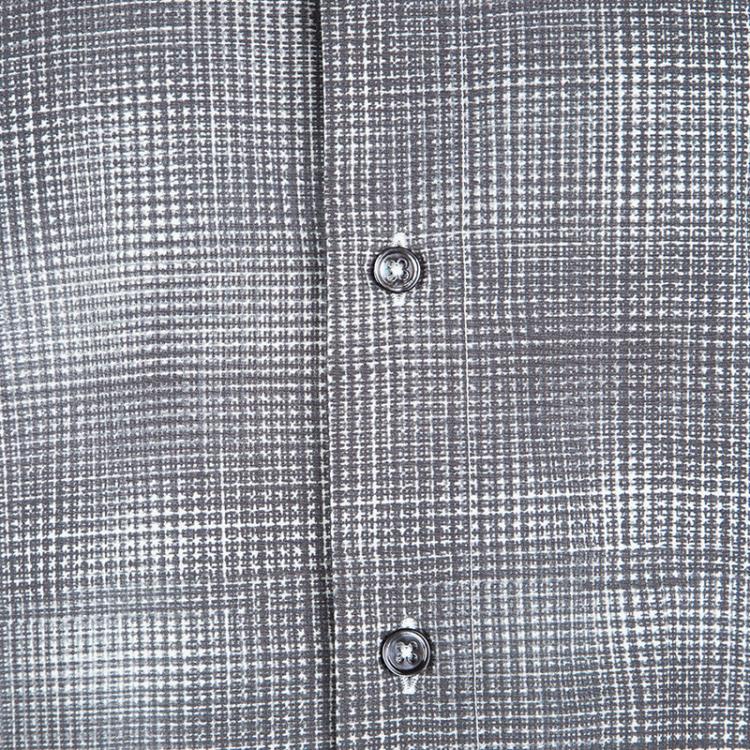 Pre Owned Bottega Veneta Grey Printed Cotton Long Sleeve Button Front Shirt L