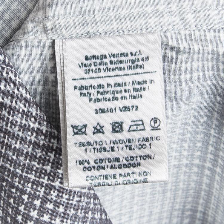 Pre Owned Bottega Veneta Grey Printed Cotton Long Sleeve Button Front Shirt L