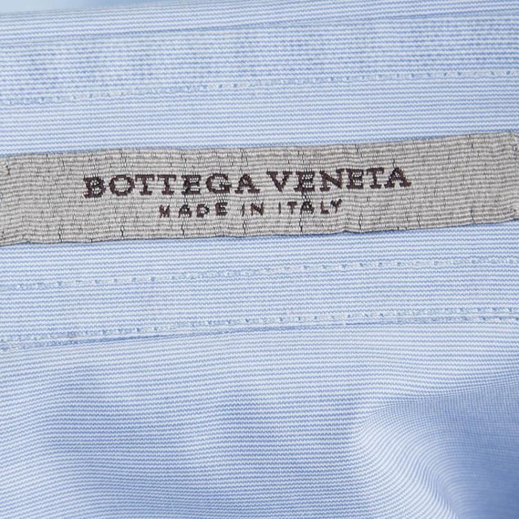 Pre Owned Bottega Veneta Blue Long Sleeve Button Front Cotton Shirt L