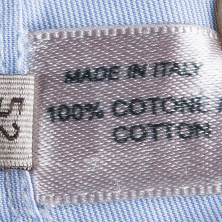 Pre Owned Bottega Veneta Blue Long Sleeve Button Front Cotton Shirt L