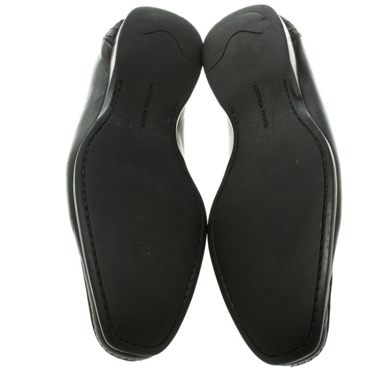 Pre Owned Bottega Veneta Black Intrecciato Leather Anwick Moccasins Size 42